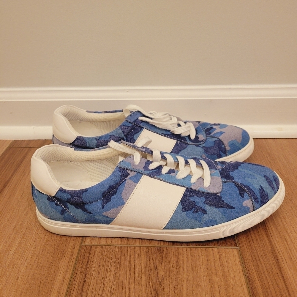 Bar III Keagan Leather blue Camo Print Sneakers Men's Size 10.5